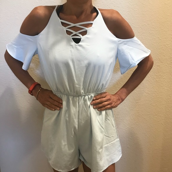 Dygarni California Pants - Baby blue Cold Shoulder Romper